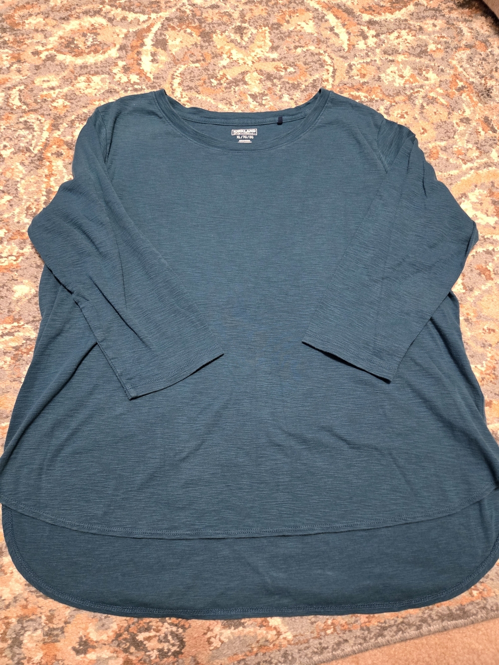 Kirkland Cotton Women's Teal Long-Sleeve Scoop Neck Tee Size XL
